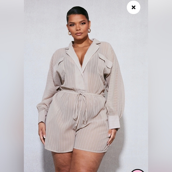 Pretty little thing ‎ Women's Plus Taupe Sheer Romper Size 18 - Picture 1 of 12